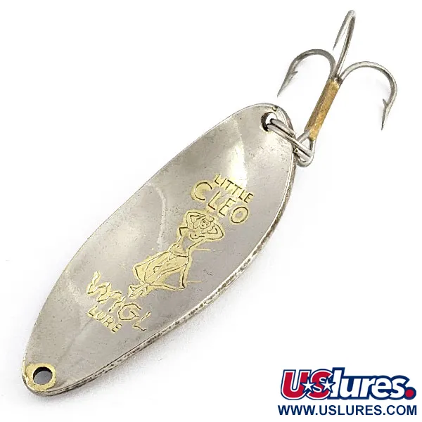 Vintage  Seneca Little Cleo (Hula Girl), 1/2oz nickel/pink/green fishing spoon #19676