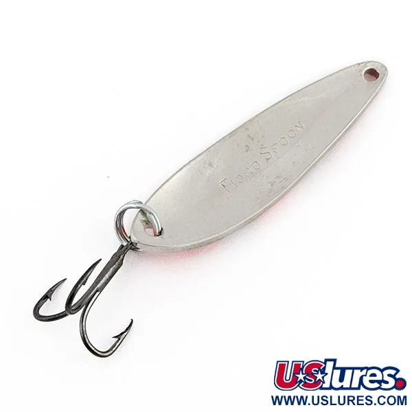 Vintage  Acme Fiord Spoon UV, 1/4oz nickel/red UV fishing spoon #19696