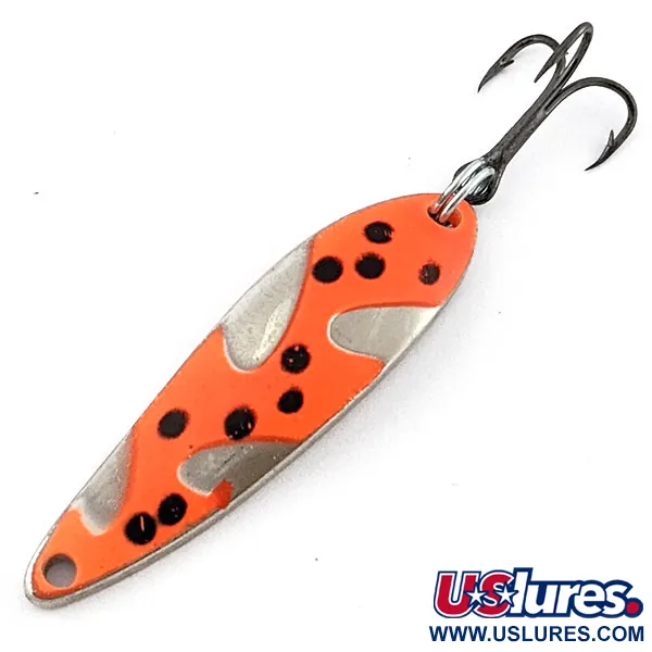 Vintage  Acme Fiord Spoon UV, 1/4oz nickel/red UV fishing spoon #19696