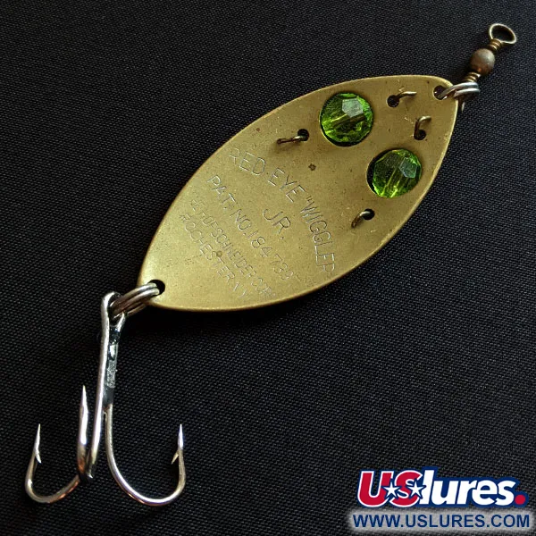 Vintage  Hofschneider Red Eye Junior, 2/5oz brass/green fishing spoon #19706