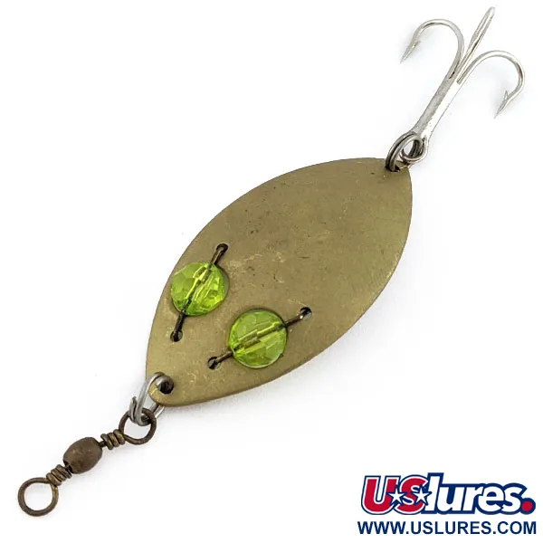 Vintage  Hofschneider Red Eye Junior, 2/5oz brass/green fishing spoon #19706