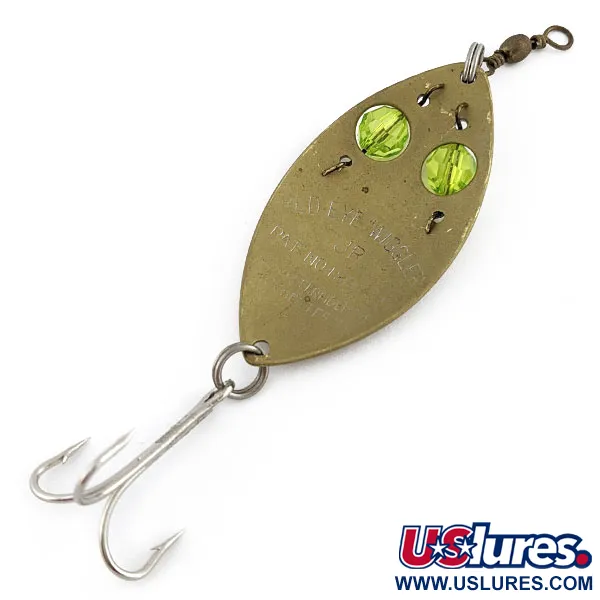 Vintage  Hofschneider Red Eye Junior, 2/5oz brass/green fishing spoon #19706