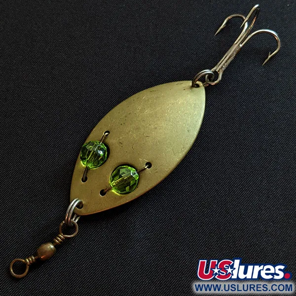 Vintage  Hofschneider Red Eye Junior, 2/5oz brass/green fishing spoon #19706