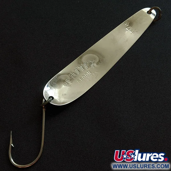 Vintage   Luhr Jensen Flutter 44, 1/8oz silver/blue fishing spoon #19713