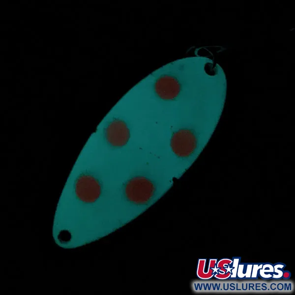 Vintage  Seneca Little Cleo (Hula Girl) Glow, 1/2oz nickel/red/white Glow fishing spoon #19752