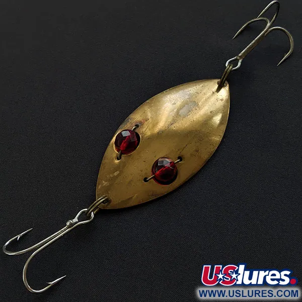 Vintage  Hofschneider Red Eye Wiggler, 1oz brass/red eyes fishing spoon #19767