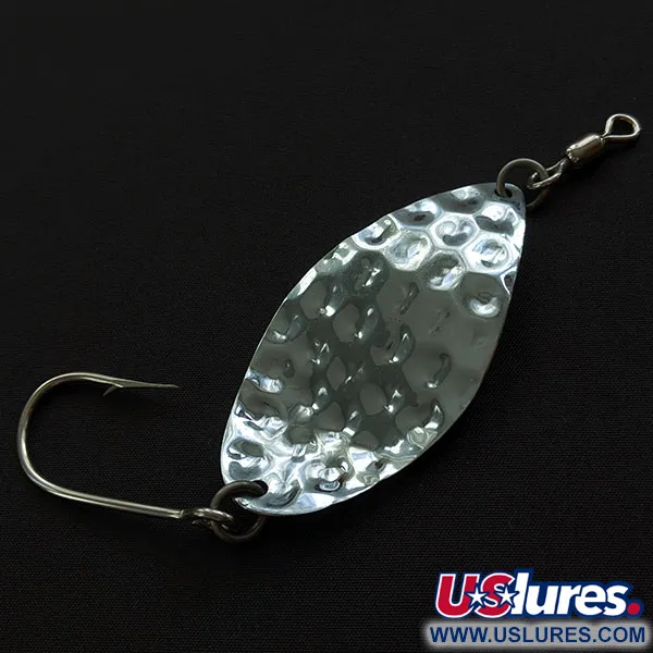 Vintage   Luhr Jensen Manistee 4, 1/2oz nickel/blue fishing spoon #19778