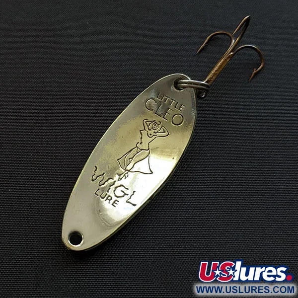 Vintage  Seneca Little Cleo (Hula Girl) UV, 1/3oz nickel/yellow/blue/green UV fishing spoon #19799