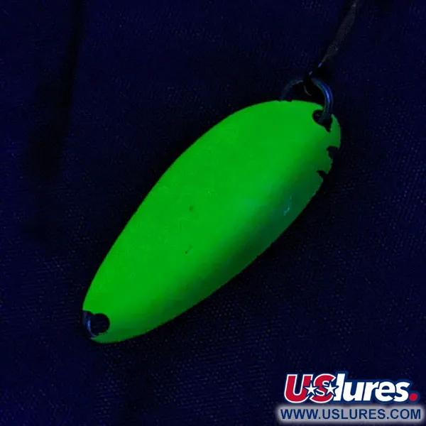 Vintage  Seneca Little Cleo (Hula Girl) UV, 1/3oz nickel/yellow/blue/green UV fishing spoon #19799