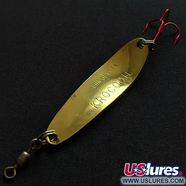 Vintage  Luhr Jensen Krocodile #3, 1/3oz gold fishing spoon #19881