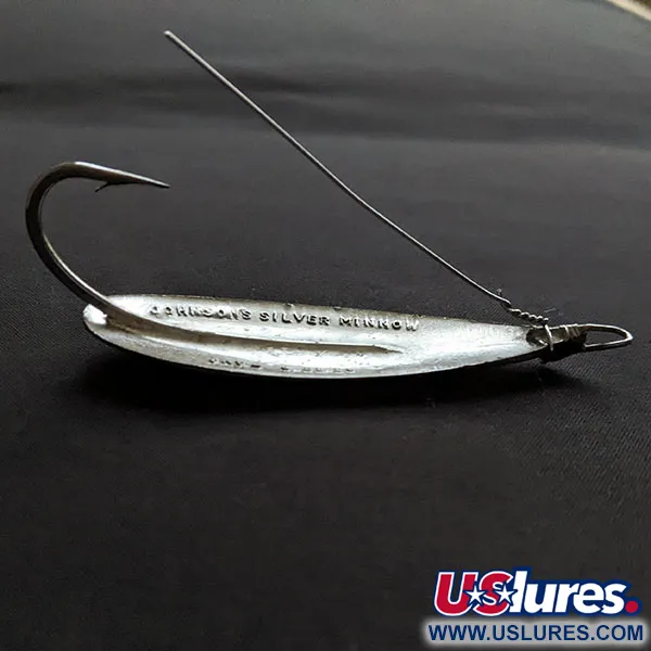 Vintage   Johnson Silver Minnow, 3/4oz nickel fishing spoon #19888
