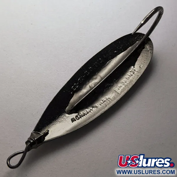 Vintage   Johnson Silver Minnow, 1/4oz black fishing spoon #19891