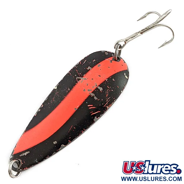 Vintage   Worth Chippewa Steel Spoon, 1/2oz black/nickel/red fishing spoon #19895