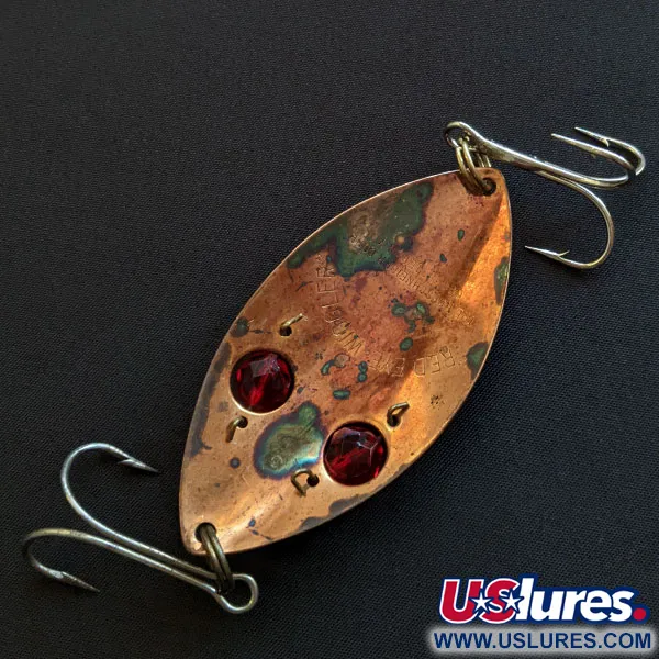 Vintage  Hofschneider Red Eye Wiggler, 1oz copper/red eyes fishing spoon #19923