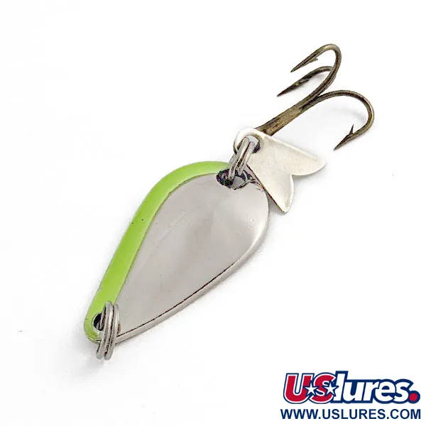 Vintage  Acme K.O. Wobbler, 1/8oz nickel/green fishing spoon #19937