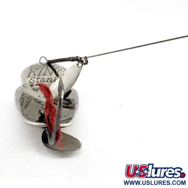 Vintage   Heddon King Stanley, 3/4oz nickel/red fishing spoon #19938