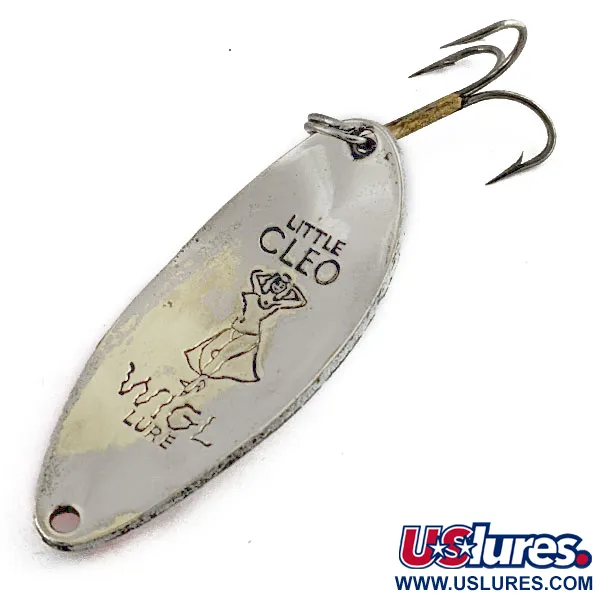 Vintage  Seneca Little Cleo (Hula Girl), 2/3oz White pearl/red/nickel/gold fishing spoon #19950