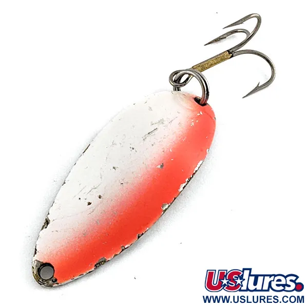 Vintage  Seneca Little Cleo (Hula Girl), 2/3oz White pearl/red/nickel/gold fishing spoon #19950