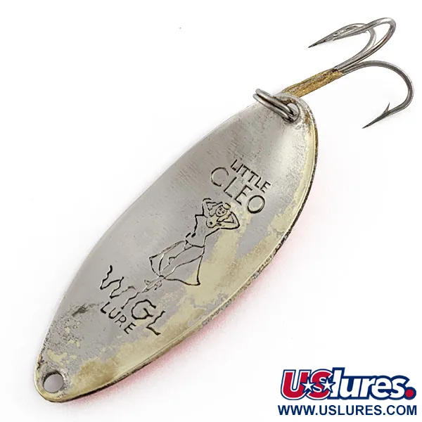 Vintage  Seneca Little Cleo (Hula Girl), 1/2oz nickel/orange fishing spoon #19969