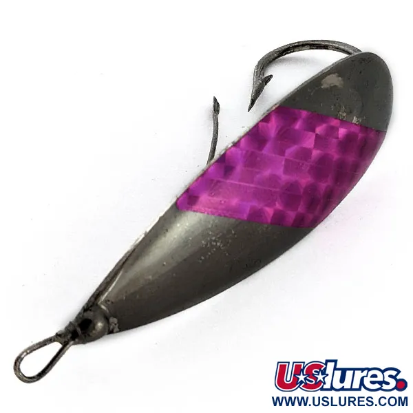 Vintage   Johnson Silver Minnow, 3/4oz black/violet fishing spoon #19978