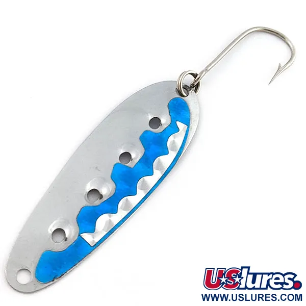 Vintage   Heddon Sounder, 3/16oz nickel/blue fishing spoon #19981