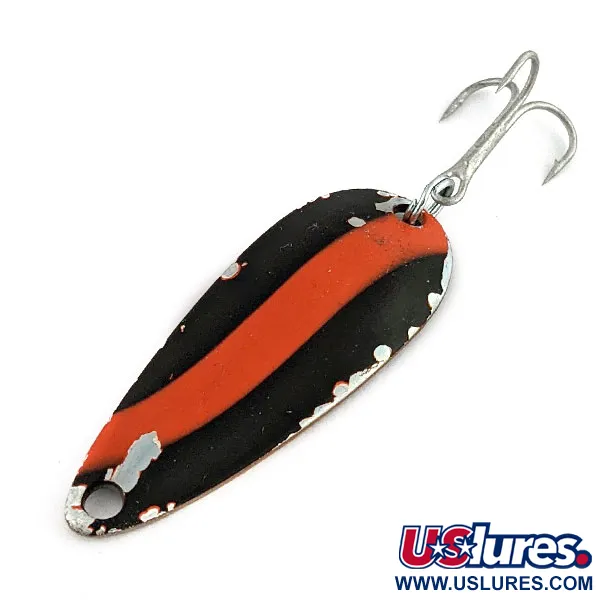 Vintage   Worth Chippewa Steel Spoon, 3/16oz red/black/nickel fishing spoon #20019