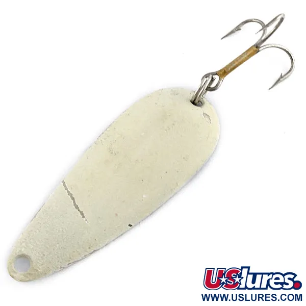 Vintage   Worth Chippewa Steel Spoon Glow, 1/3oz white Glow - glows in the dark fishing spoon #20021
