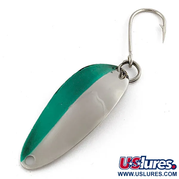 Vintage  Seneca Flutter Cleo (Hula Girl), 1/8oz nickel/green fishing spoon #20039