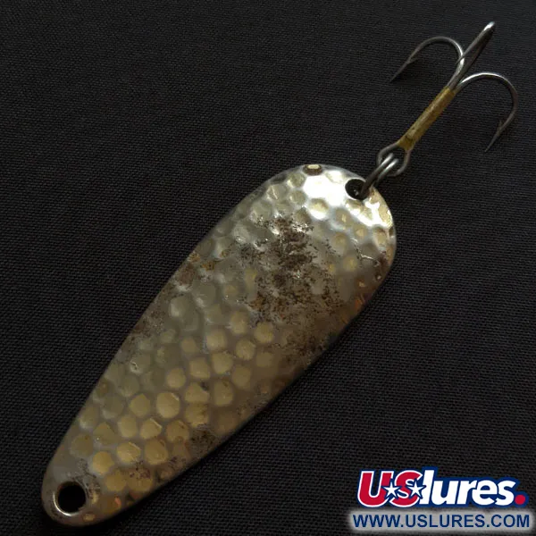 Vintage   Acme Wonderlure, 2/5oz hammered nickel fishing spoon #20068