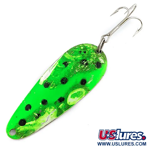 Vintage   Blue Fox Flash 04-40, 3/5oz nickel/green UV fishing spoon #20069
