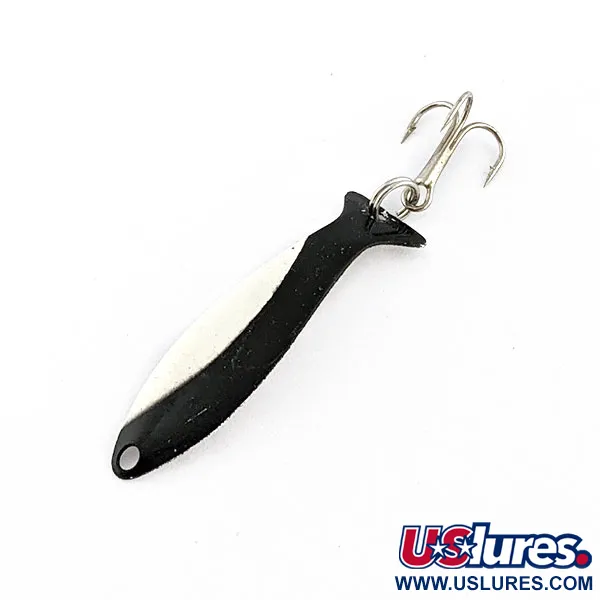 Vintage   Worth Fly Rod Demon , 3/64oz black/white/nickel fishing spoon #22169