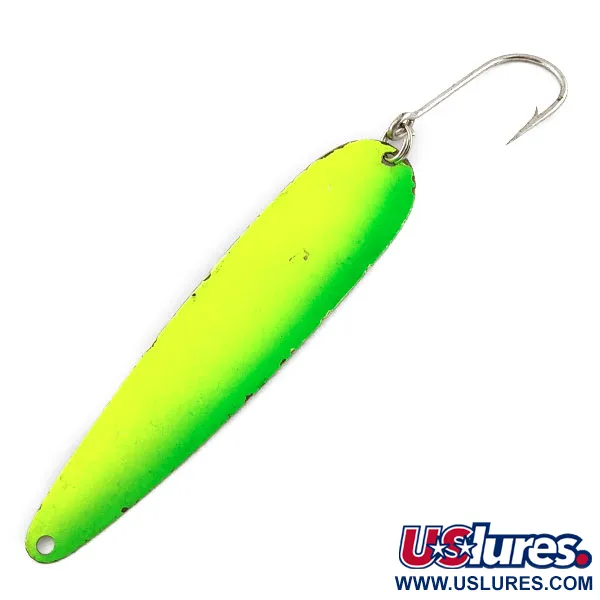 Vintage   Lucky Strike, 3/8oz white/yellow/green UV fishing spoon #20087