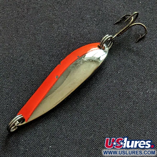 Vintage  Acme Fiord Spoon, 1/4oz nickel/orange fishing spoon #20089