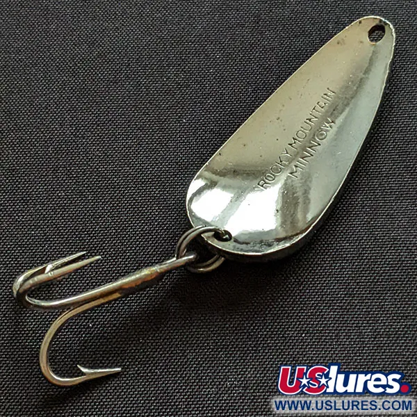 Vintage   Rocky Mountain minnow, 1/3oz nickel/blue fishing spoon #20094
