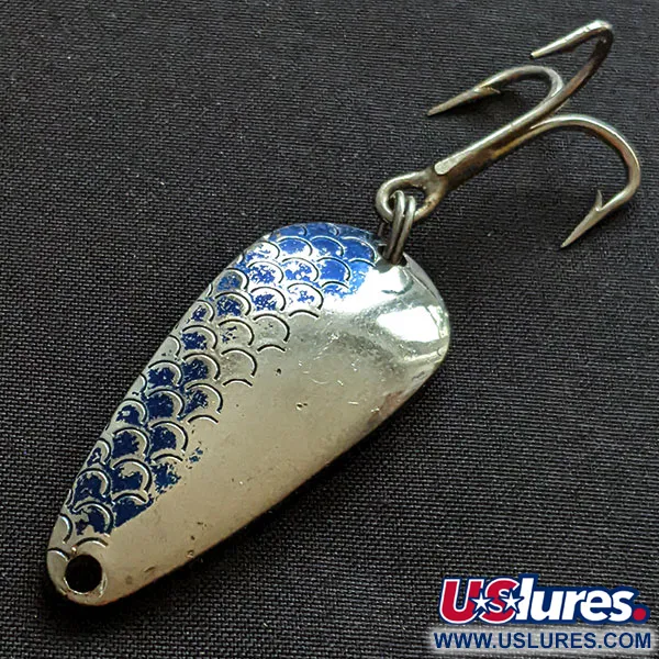 Vintage   Rocky Mountain minnow, 1/3oz nickel/blue fishing spoon #20094