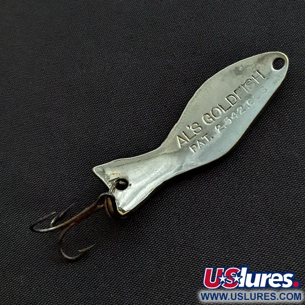 Vintage   Al's gold fish, 1/4oz nickel fishing spoon #20127