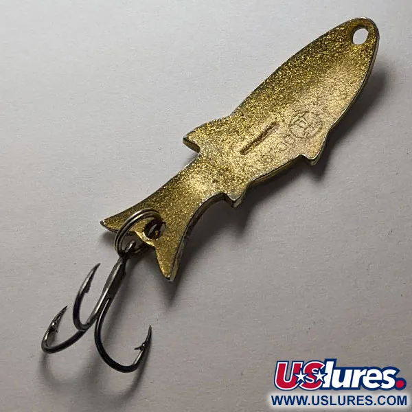 Vintage   Atlantic Lures Golden Wobble-Fish, 1/4oz gold/nickel fishing spoon #20128