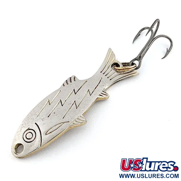 Vintage   Atlantic Lures Golden Wobble-Fish, 1/4oz gold/nickel fishing spoon #20128