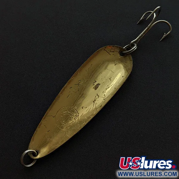 Vintage  Other Vintage Fidler's Old Killer #2 spoon lure, 1oz brass/white/red fishing spoon #20172