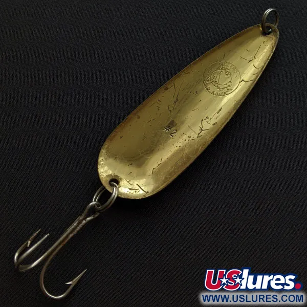 Vintage  Other Vintage Fidler's Old Killer #2 spoon lure, 1oz brass/white/red fishing spoon #20172