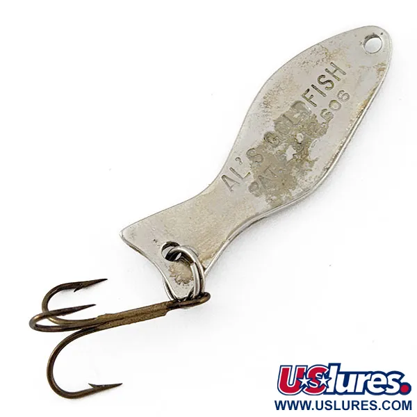 Vintage   Al's gold fish, 1/4oz nickel fishing spoon #20223