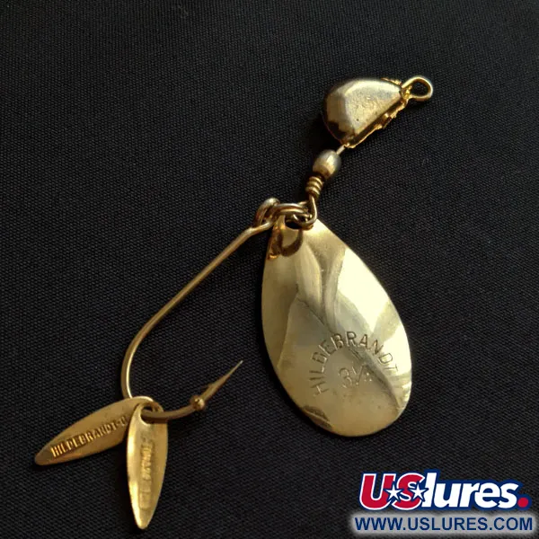 Vintage  Hildebrandt Spinners Hildebrandt's Gold Nugget Twin Spin, 1/4oz gold fishing spoon #20254