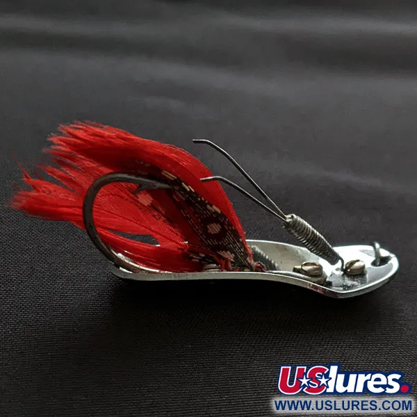 Vintage   Pflueger Chum 2, 1/4oz nickel/red fishing spoon #20257