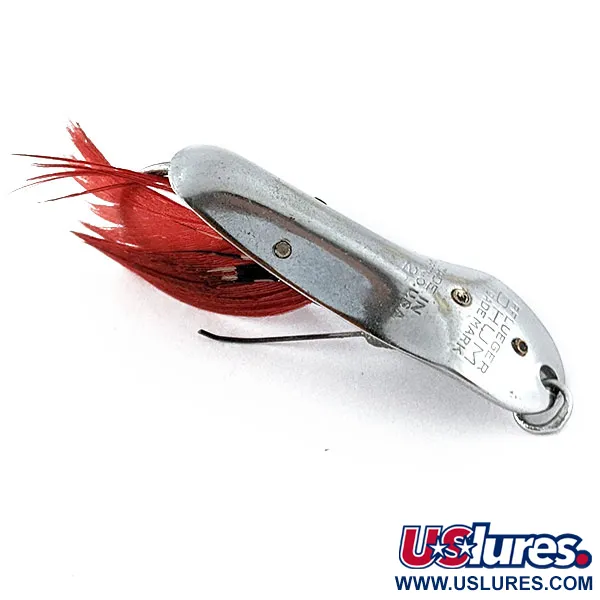 Vintage   Pflueger Chum 2, 1/4oz nickel/red fishing spoon #20257