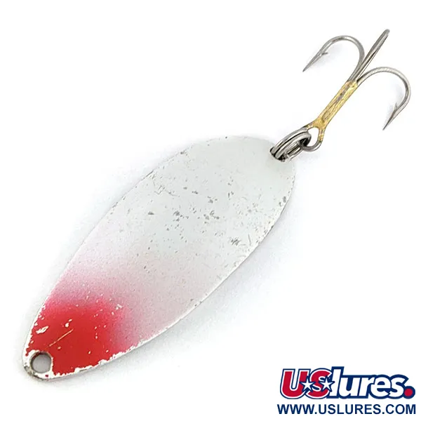 Vintage  Seneca Little Cleo (Hula Girl), 1/2oz white pearl/red/nickel fishing spoon #20325