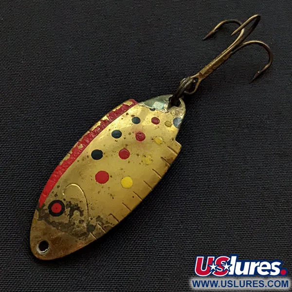 Vintage   Thomas Buoyant, 1/4oz brass/red/black fishing spoon #20351