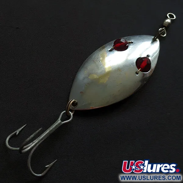 Vintage  Hofschneider Red Eye Wiggler, 1oz nickel/red eyes fishing spoon #20371