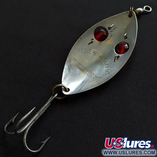 Vintage  Hofschneider Red Eye Wiggler, 1oz nickel/red eyes fishing spoon #20371