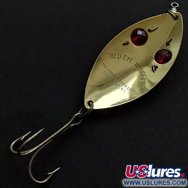 Vintage  Hofschneider Red Eye Wiggler, 1oz gold/red eyes fishing spoon #20372