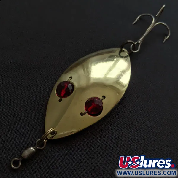 Vintage  Hofschneider Red Eye Wiggler, 1oz gold/red eyes fishing spoon #20372